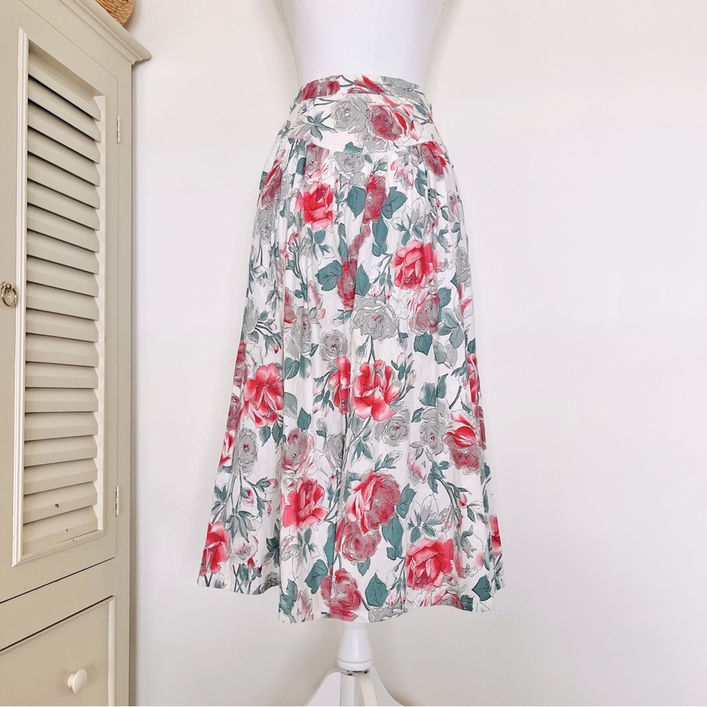 vintage rose floral skirt